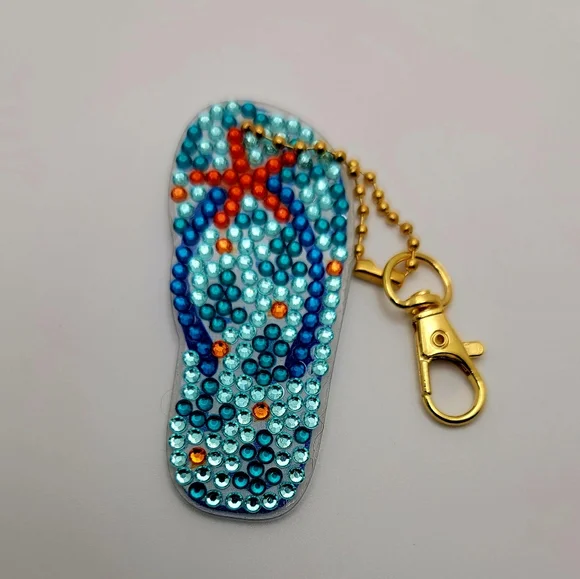 Anchor and Starfish Blue Flip-flops Keychain - Picture 3 of 4